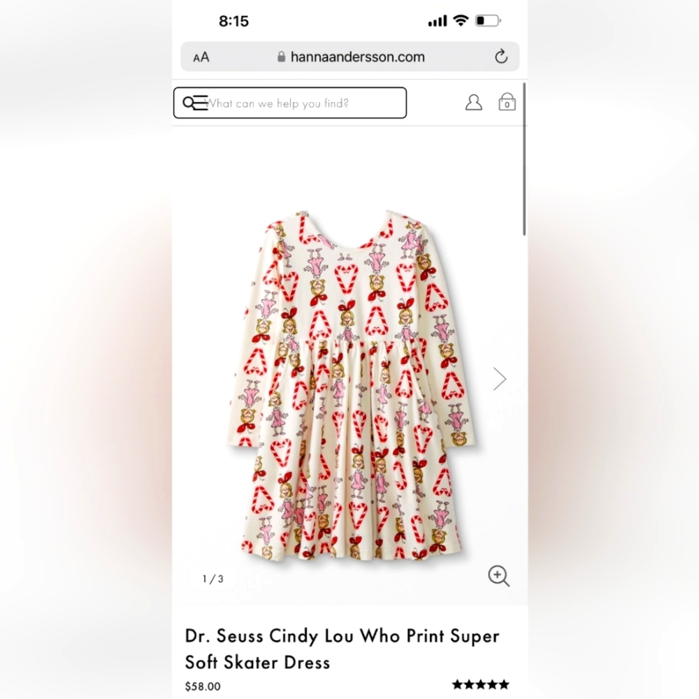 Hanna Andersson Cream and Red Skater Dress